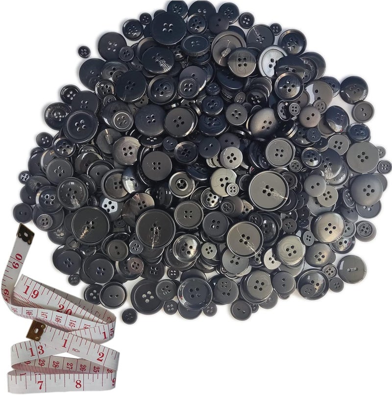 KOVOLALA 500-700 PCS Various Size Buttons for Crafts Various Shapes Color Sewing Craft Kids Handmade Button Painting DIY Ornament with 60" Long Soft Ruler - Image 1